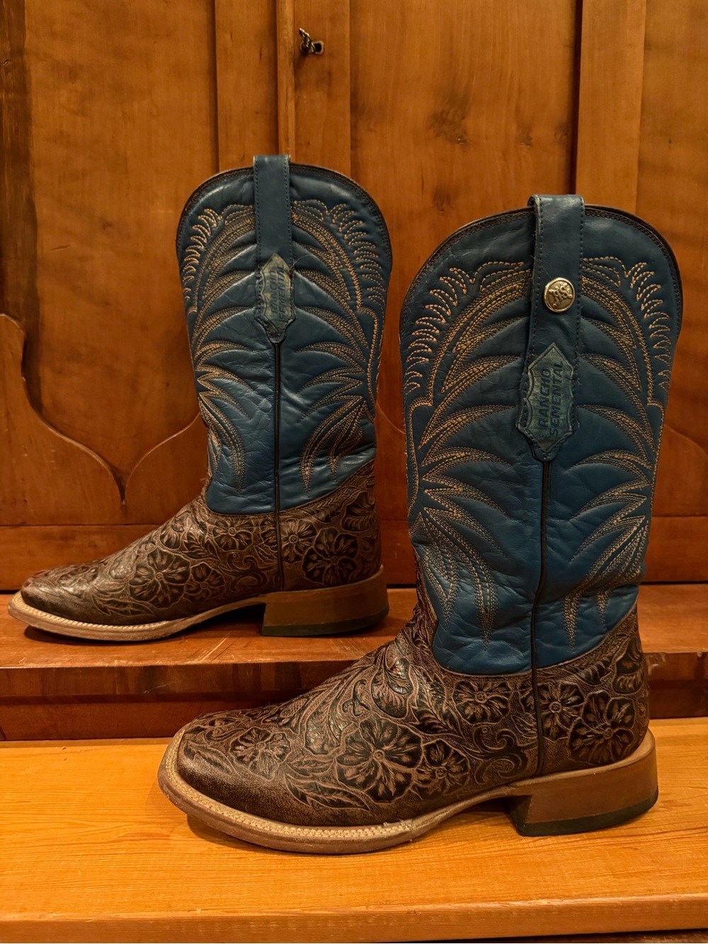 Rancho Semental Men’s Western Boots Tooled Leather Size 9